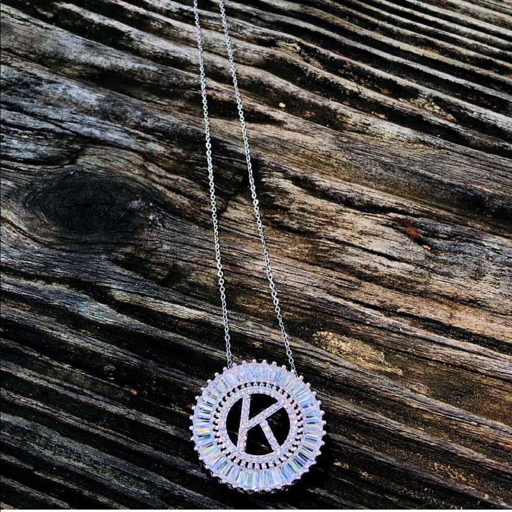 Initial “K” Diamond Necklace in Silver